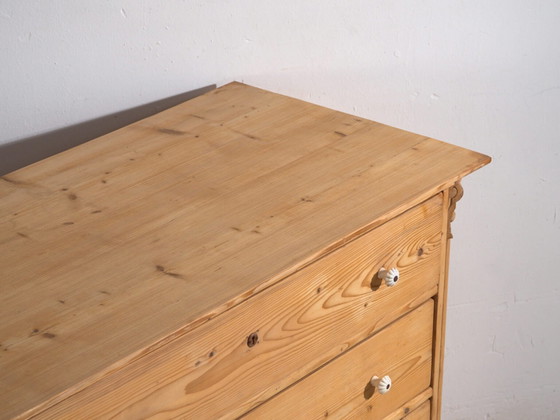 Antique solid pine chest of drawers – Carved rustic European dresser – circa 1900 (photo 20 of 40)