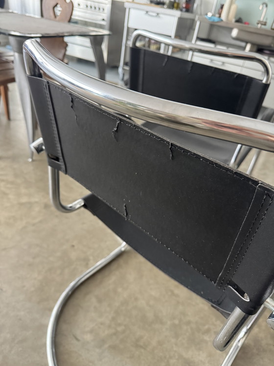 Tubular Frame Chair – Dining chairs, Chrome, Leather (photo 9 of 15)