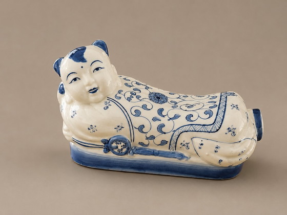 Rare Pair of Opium Pillows in Genuine Porcelain – Symmetrical Collector's Duo – Decorative Objects (photo 3 of 7)