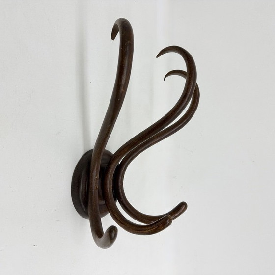 Image 1 of Perchero antiguo de pared de madera curvada de Thonet, década de 1930.