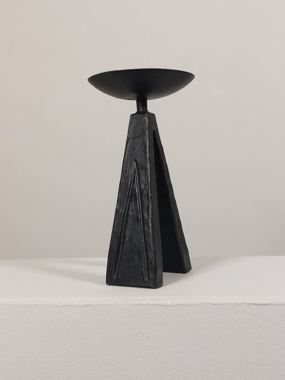 Image 1 of Vintage brutalistische heilige kandelaar, zwart