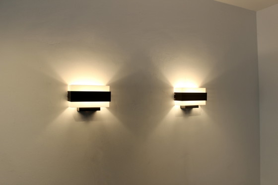 Stock of Louis Kalff Philips Wall Sconces in Black & White, Wall lights, Metal, Dutch Design Style (photo 6 of 12)