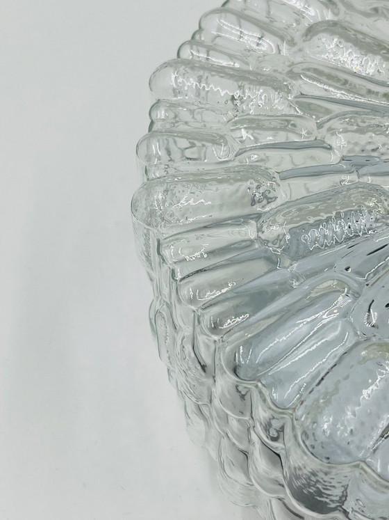 Massive modernist ceiling light in molded glass (photo 4 of 12)