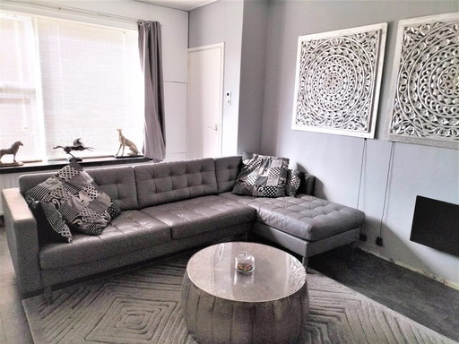 Ikea Landskrona 4-Seater Sofa With Chaise Longue And Grain Leather