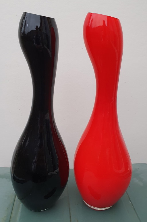 Zwei Vintage-Vasen aus Glas