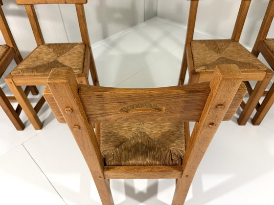 6 X Rustieke Blonde Eiken Eetkamerstoelen 1960's – Wicker (photo 14 of 22)