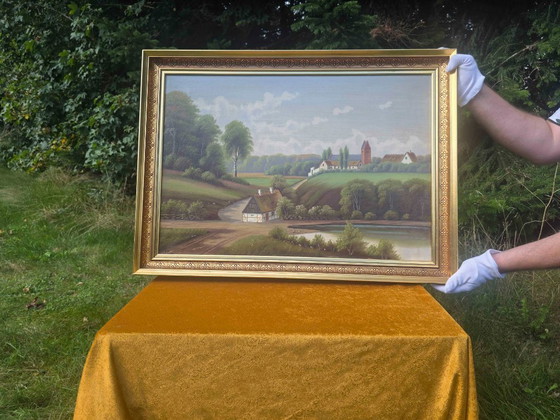 Dipinto a olio paesaggistico originale di metà secolo di Inge Basballe – Dipinti e disegni, Tela (photo 2 of 11)