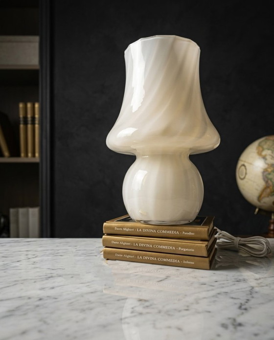 Image 1 of MURANO Vintage "Fungo" Bedside Lamp in Swirl Layered Glass - Mid-Century - Handmade - Made in Italy - Perfect