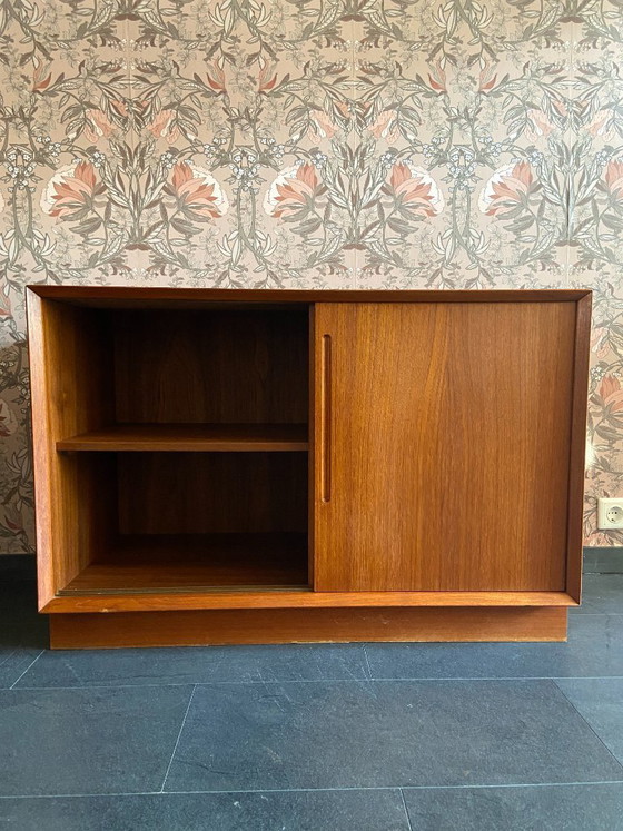 Image 1 of Compact vintage Danish sideboard with sliding doors by Chr. Linneberg