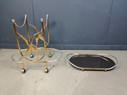 Vintage italian brass bar cart, 1970s 