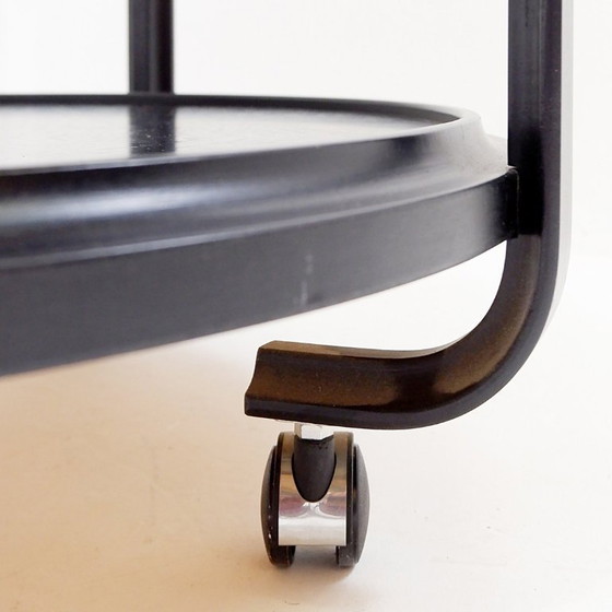 Image 1 of Chariot à boissons en bois de style milieu du XXe siècle avec une finition ébonisée 