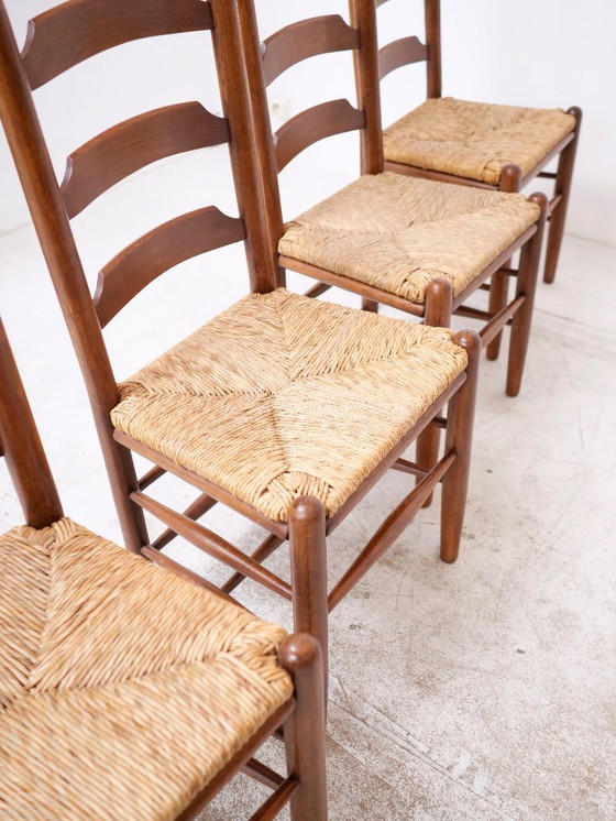 Image 1 of 4 timeless wooden and straw chairs