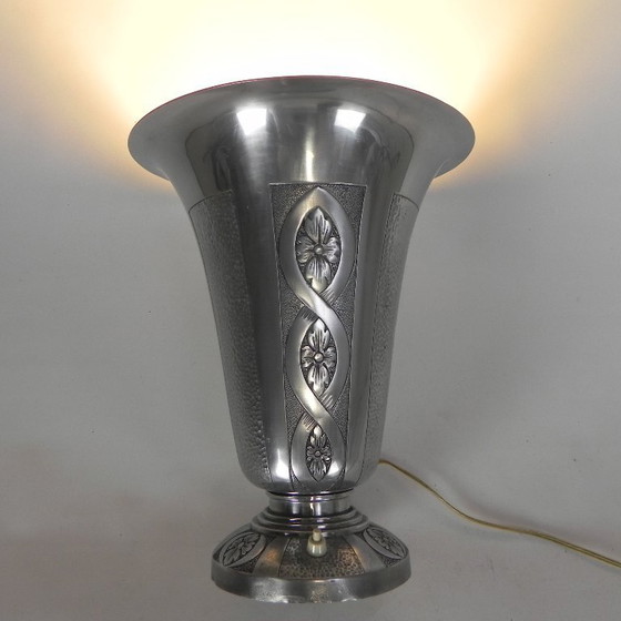 Image 1 of Art-Deco-Tischleuchte aus Aluminium, Stehleuchte, 1930er Jahre