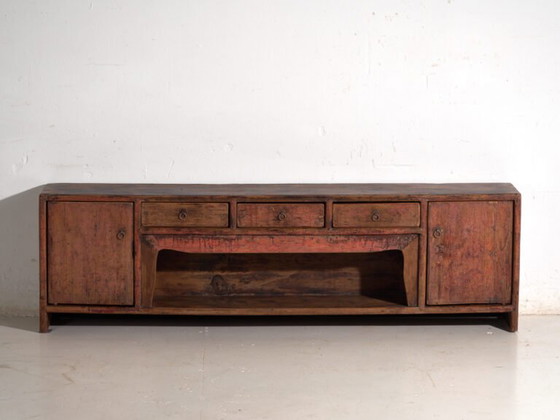 Antico mobile basso laccato rosso in pino – Cina, circa 1900 – Credenze, Iron (photo 37 of 40)