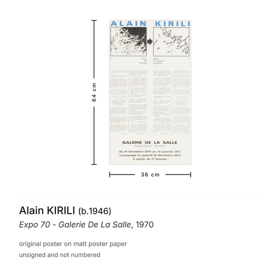 Image 1 of Alain KIRILI Expo - Galerie De La Salle-poster 1970