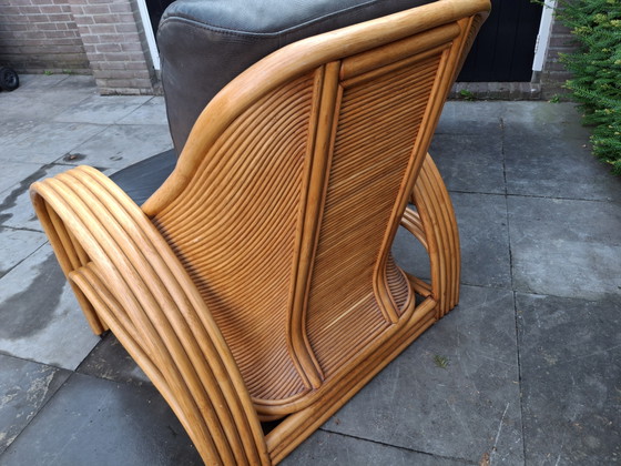 Image 1 of Bamboe rattan rotan set, fauteuils, tafel, Paul Frankl stijl