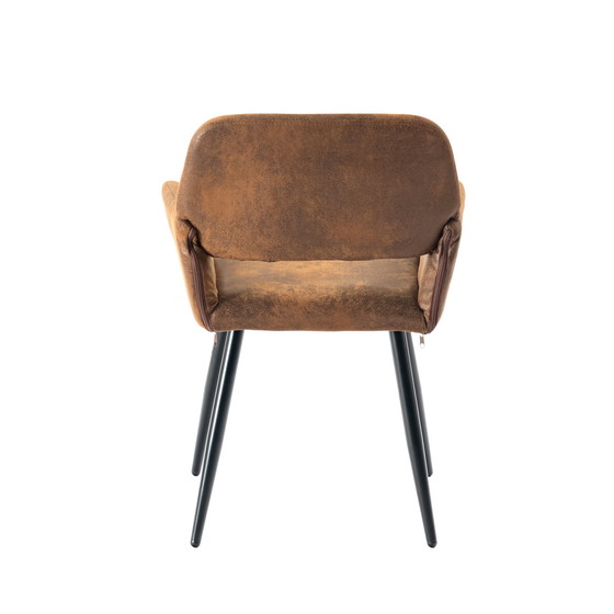 Image 1 of 2x Urban Meuble Esszimmerstühle im industriellen Stil, retro, brauner Stoff, schwarze Beine, Mayfair Suede Brown
