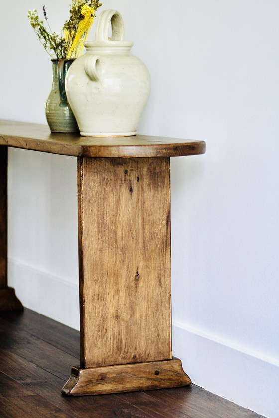 Image 1 of Banco de granja antiguo en roble macizo