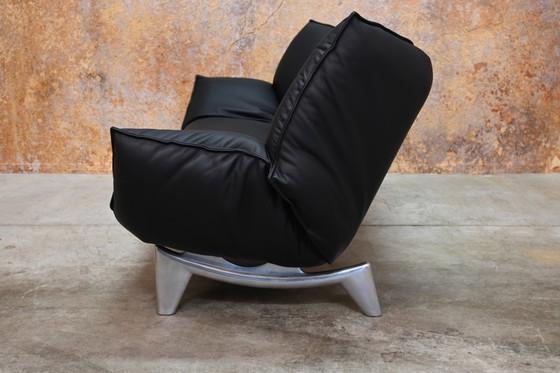 Image 1 of Refurbished black leather Leolux Tango designer sofa