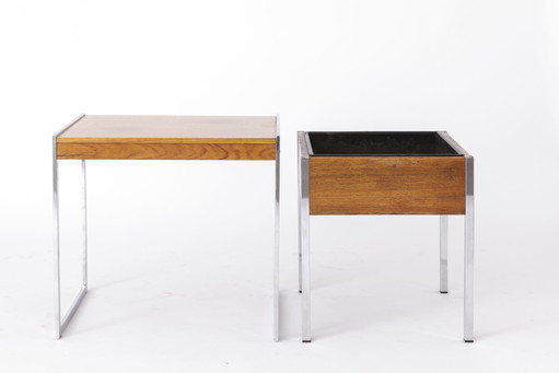 Ensemble vintage, table d'appoint + table à fleurs, années 1960