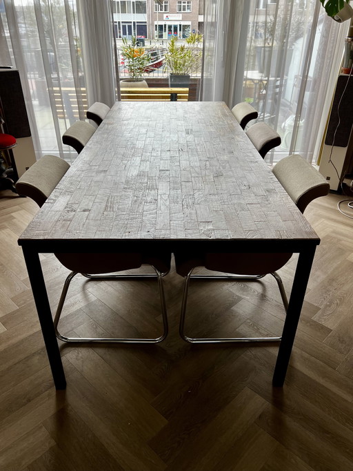 6x Lensvelt meeting chair, beige fabric - model "Flag"