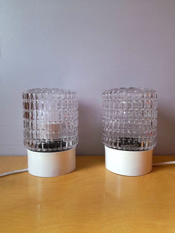 Image 1 of Pair of textured glass lamps, 1970s