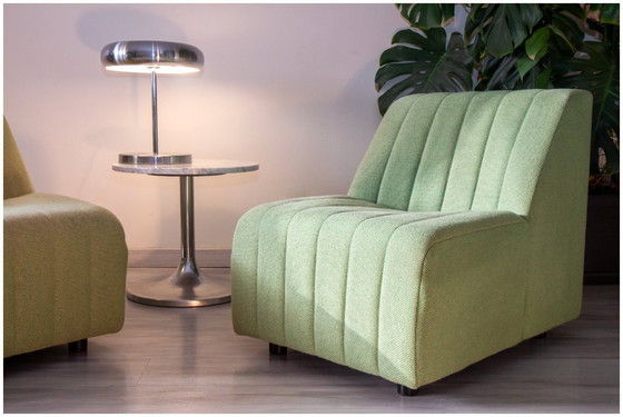 Image 1 of Chaise longue, década de 1980, tejido de lana verde claro.