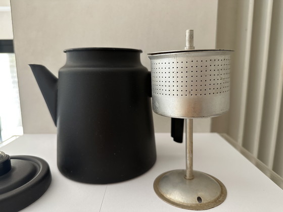 Image 1 of Arabia Finel koffiepot + percolator kleur mat zwart VINTAGE