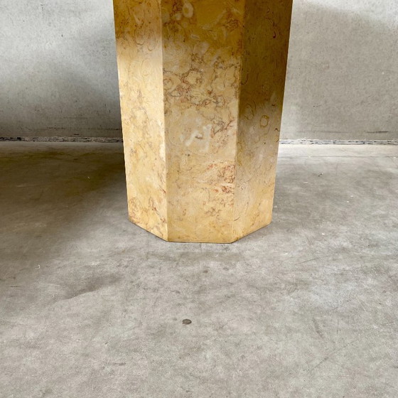 Image 1 of Vintage Marble Travertine Dining Table Italian Design