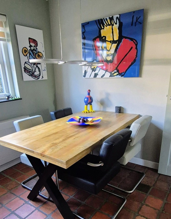 4 Sedie da pranzo in pelle di design senza tempo come nuove, Metallo, Nero (foto 7 di 8)