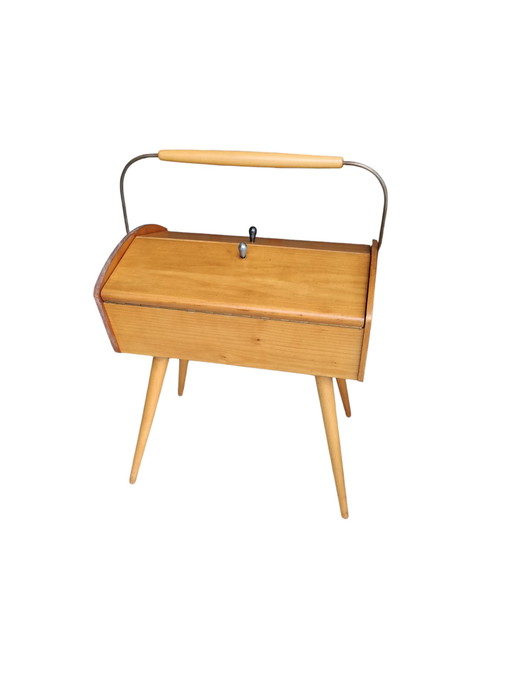 Meuble de couture vintage Mid Century, meuble de rangement