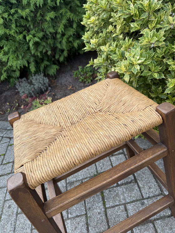 Image 1 of Houten barkrukken set riet vintage