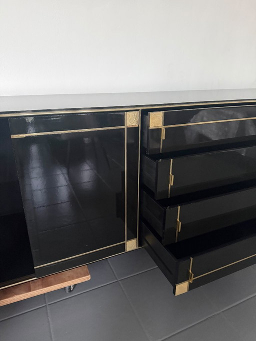 Pierre Cardin Sideboard With Brass Black Lacquered Shell Inlays, 1980 – dressoirs, Wood (photo 2 of 64)