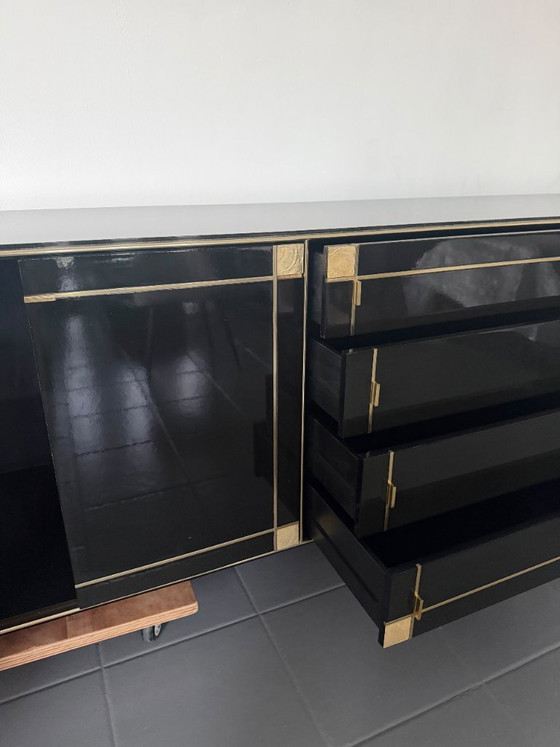 Pierre Cardin Sideboard With Brass Black Lacquered Shell Inlays, 1980 – Wood (photo 2 of 64)