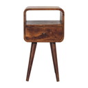 Mini comodino aperto in legno di mango con effetto legno di castagno