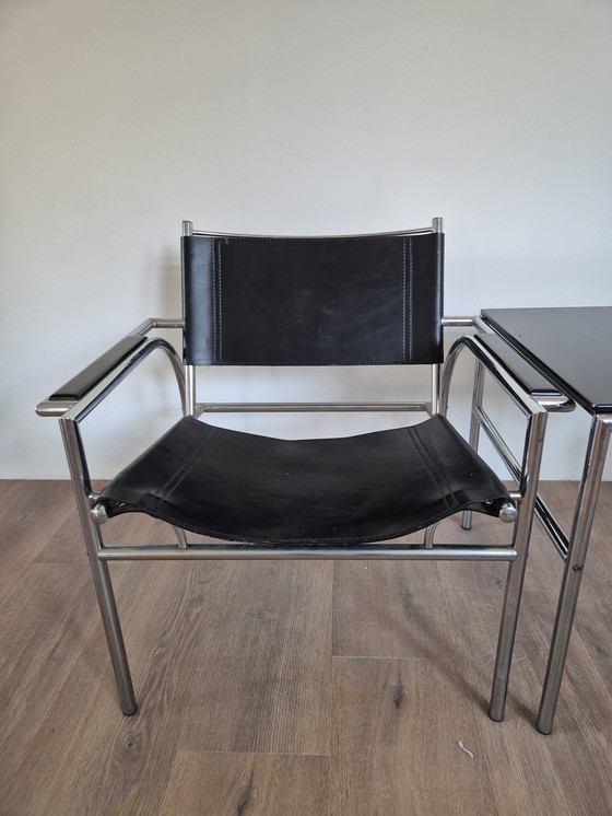 Image 1 of Fauteuil Gerard Vollenbrock en deux parties et table d'appoint, années 1980