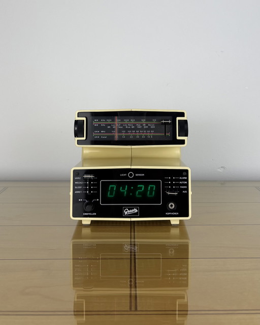 Graetz Form 100A Radio Clock, 1970s, Space Age, Vintage Alarm Clock, Digital Clock, Mid Century Design, Germany, 70s, 1976–1978