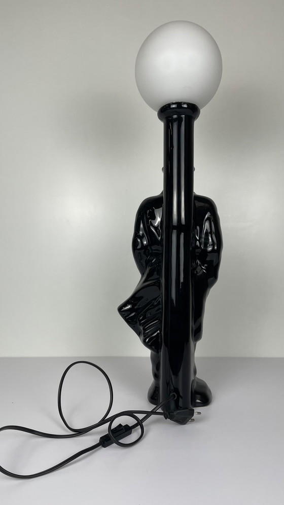 Image 1 of Vintage Eighties Black Ceramic Ball Lamp