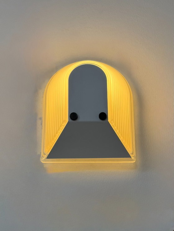 Image 1 of Coppia di lampade da parete Tesi di Roberto Fiorato per Prisma, vetro sabbiato, Italia, 1980