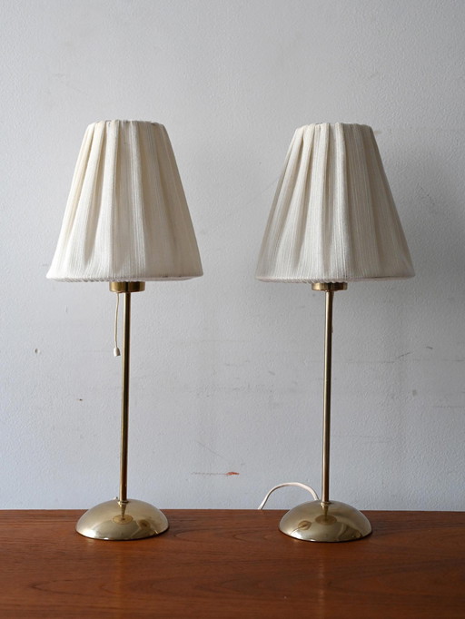 Paire de lampes de table scandinaves en laiton des années 1950