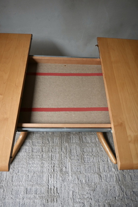 Ausziehbarer skandinavischer ovaler Esstisch aus den 70er Jahren, Esstische, Holz, Beige (Foto 14 von 15)
