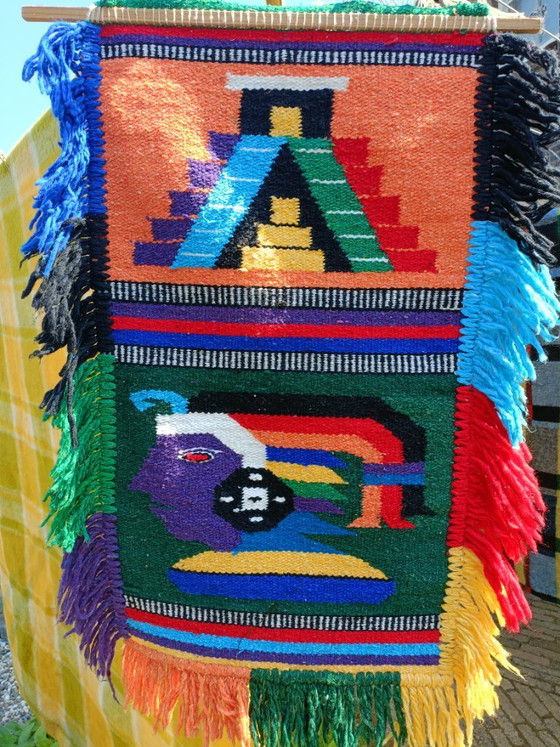 Image 1 of Tapisserie murale en laine tissée à la main, Amérique du Sud précolombienne