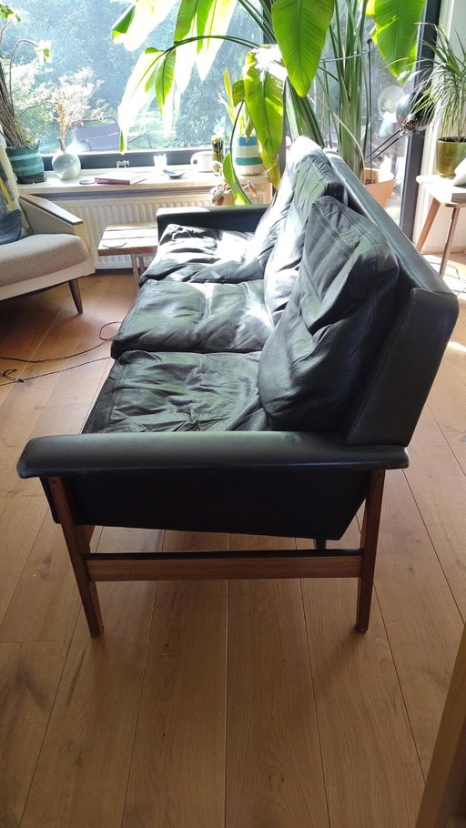 Bovenkamp Set Van Fauteuil En 3-Zits Bank Van Rozenhout En Leer – 3 5 zitsbanken, Leather, Wood (photo 2 of 10)