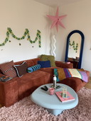 Naduvi corner sofa / hoekbank rechts ribbed fabric terracotta 