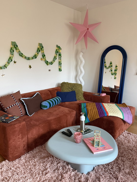 Image 1 of Naduvi Ecksofa / Hoekbank rechts, gerippter Stoff, Terrakotta 