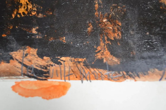 Jean Poulet “The Dead City” Óleo de los años 90, firmado y titulado – Pinturas y dibujos, Paper, Abstract (photo 8 of 12)