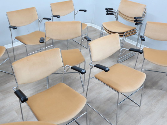 Image 1 of 1970s stackable steel farme chairs (Set of 12) by ELAM, Italy