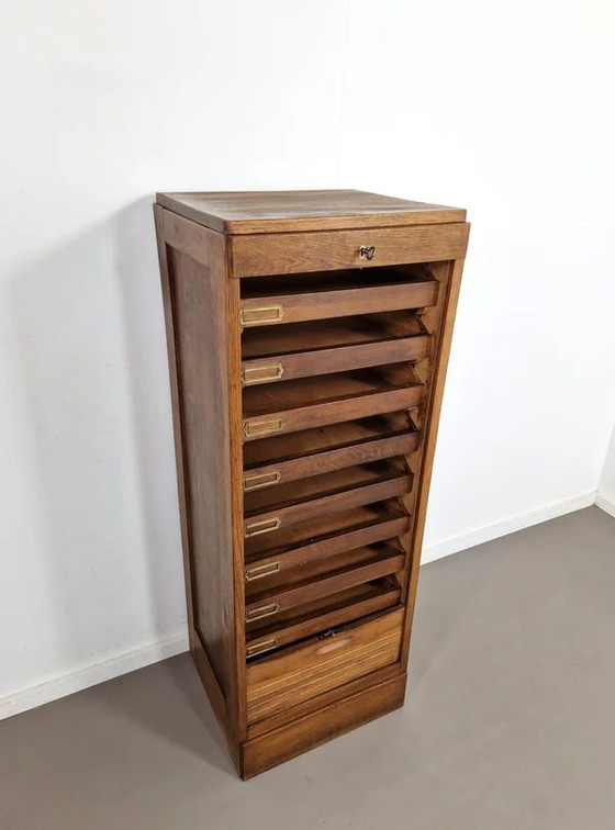 Vintage Large Oak Shutter Cabinet | 1930s, Sideboard cabinet, Brass, Brown (photo 10 of 11)