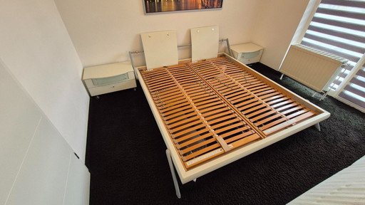 Hülsta Fancy "Skid Bed" Hout Wit met 2 Nachtkastjes