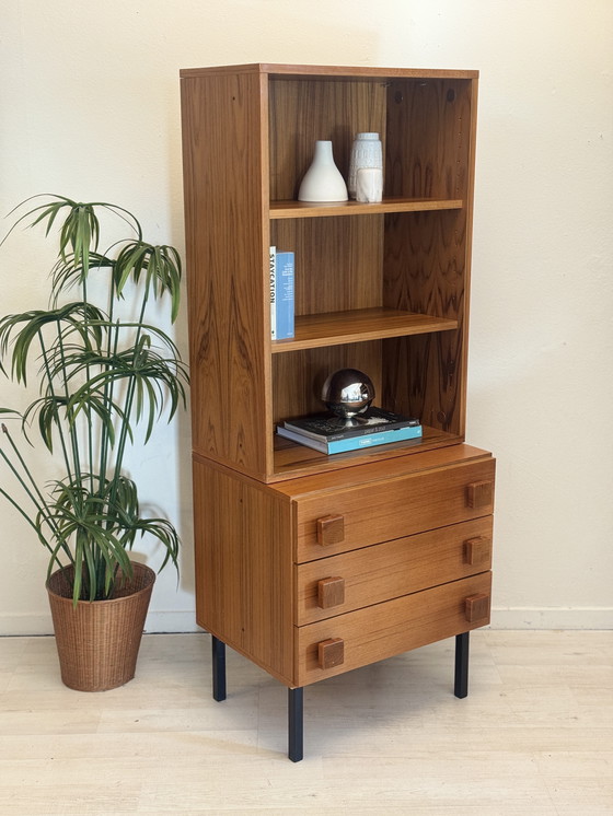 Image 1 of Vintage bookcase with drawers teak 1960s